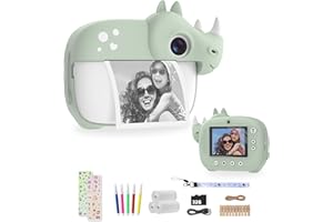 Aparat dziecięcy CAMCLID, aparat natychmiastowy dla dzieci 1080P z 3 rolkami papieru do drukowania i kartą 32G, aparat dziecięcy z dwoma obiektywami Prezent dla dziewcząt w wieku 3–12 lat Chłopcy
