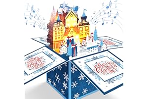 FITMITE Weihnachtskarten, Musik und Lichter, Pop-up-3D-Weihnachtskarte, Weihnachtsgeschenke für Frauen, Männer, Kinder, Mama, Papa, Weihnachtsgrußkarte mit Umschlägen