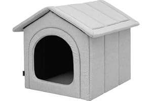 BJIRD Hundehaus Hundehütte für kleine Hunde - Katzenhaus, Katzenhöhle - mit herausnehmbarem Dach - Tierhaus für Katzen und Hunde für Drinnen / Indoor - Asche - 38 x 32 x 38 cm [R1 / S]