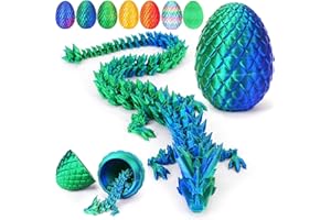 SPIRWORCHLAN 3D Printed Dragon Egg with Dragon Inside, Easter Dragon Egg, Articulated Crystal Dragon, Mystery Dragon Egg Fidget Toy, Easter Basket Stuffers Surprise Gift 3D Printed Animals, Home Desk Decor Blue