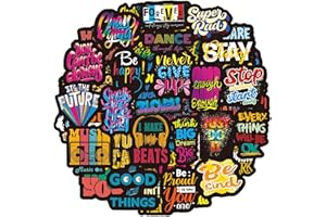 AIRNOGO Pegatinas Frases Neon 100 Piezas Stickers Frases Motivadoras, Pegatinas Vinilo Impermeable, Pegatinas Citas Positiva para Pc Ordenador Portatil Agenda Journal Patinete Skate Maleta Movil Scrapbook etc