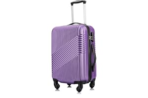 Flymax 55x35x20 4 Wheel Super Lightweight Cabin Luggage Suitcase Hand Carry on Flight Travel Bags On Board Fits Flybe Easyjet Ryanair Jet 2 BA Purple