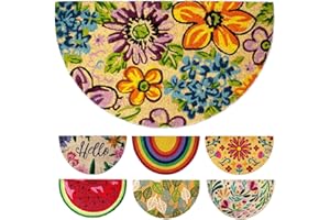 LUA VIKA Zerbino ingresso esterno cocco - Fiori - 40x70 cm - tappeto ingresso esterno casa - zerbino cocco mezzaluna - zerbini moderni e originali