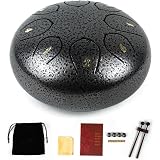 Essenza 8 Notes 6 Inch Grey Fuscous Alloy Steel Tongue Drum with Mallets, Finger Picks & Travel Bag - Perfect Percussion Musical Instrument for Kids and Adults Handpan Drum for Meditation and Yoga: 