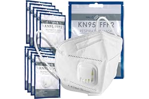 HALO PLUS FFP2 Face Mask, Disposable KN95 Respirator with/without Valve, Optimum 5 Layer Filtration for Daily Prevention & Protection