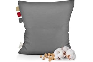 SÖLMO sølmo Poduszka z pestkami wiśni dla niemowląt, do kuchenki mikrofalowej, ocieplacz na nerki dla kobiet – ogrzewająca poduszka rozgrzewająca i poduszka na zimno, naturalna butelka, poduszka z ziarnami dla dzieci (Manhattan Grey, 24 cm x 26 cm)