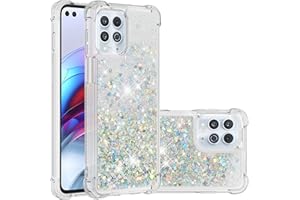 QIWEIQING Compatible con Funda Glitter para Motorola Moto Edge S, Cristal Compatible con Carga inalámbrica Bumper Protector Carcasa, Brillante Arena Movediza Case para Moto G100.Silver YBL