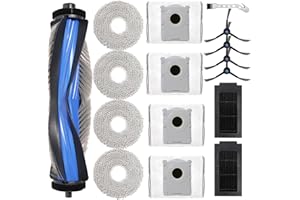 DIANSUNG Accessoires pour Ecovacs Deebot T50 Pro Omni,T50 Omni,T50 Omni Gen2,T50 Pro Omni Gen2 aspirateur rechange, 1 Brosses à rouleau + 4 chiffon + 4 sac à poussière + 4 brosses latérales + 2 filtres