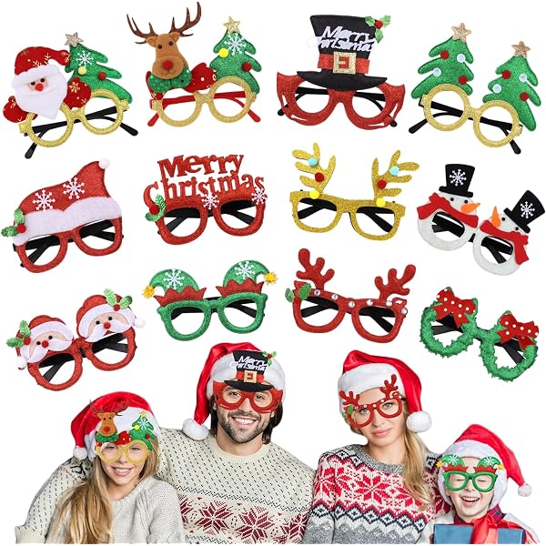 12 Stück Weihnachten Haarreifen Brille Stirnbände Produktbild-Vorschau 2