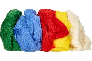 Rayher 53878000 Reine Schurwolle, Kammzug, Filzwolle, 5 Farben à 25 g, Basisfarben, 100 % Schurwolle zum Filzen, gesamt 125 g, Filzwolle, Wolle
