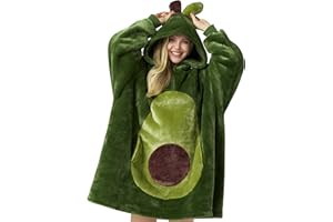 Giggling Getup Koc do noszenia z kapturem, oversize, miękki koc z kapturem Sherpa, ciepły flanelowy koc, bluza dla dorosłych, mężczyzn, kobiet, zielony awokado, rozmiar uniwersalny