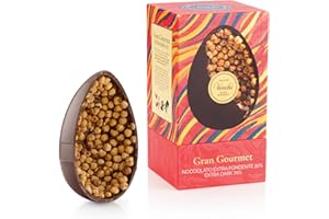 Venchi - Uovo di Cioccolato, Gusto Cioccolato Extra Fondente 70%, con "Nocciola Piemonte IGP" Intere, con Sorpresa, Senza Glutine, Vegano, 540 gr, Collezione Pasqua, Idea Regalo