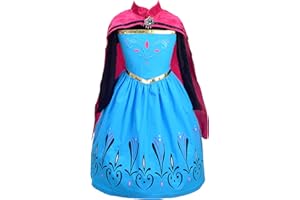 Lito Angels Prinzessin Elsa Krönung Kostüm Kleid für Kinder Mädchen, Schneekönigin Krönungskleid mit Umhang Cape, Weihnachten Halloween Karneval Party Verkleidung