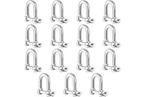 Belle Vous Stainless Steel M4 D Ring Screw Shackles with Pins (15 Pack) - Heavy Duty Shackles - 4mm Thick and 100kg Capacity - For Marine Mounting, Camping, Sports & Hiking Accessories
