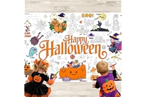 AINDEN Halloween Riesen Malposter Tischdecke für Kinder – 183 x 76 cm XXL Malbanner, Halloween Bastel- & Kreativ Aktivitäten, Partydeko, Mitgebsel & Geschenke für Kinder, Schule, Trick or Treat Events