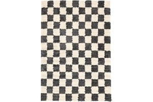 ‎RUGVISTA RugVista Chessie, Teppich, 300 x 200 cm, Rechteckig, Hoher Stapel, Wohnzimmer, Schlafzimmer, Nur chemische Reinigung, Oeko_tex_100, Dunkel Grau/Off Weiß