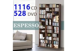 LILLYVALE 1116 CD/528 DVD Storage Shelf Rack Unit Adjustable Book Bluray Video Games(Brown)