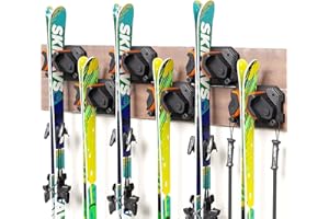 SKIFAVS Ski & Snowboard Wall Rack for Garage Wall Fits Any Ski/board, Ski Wall Mount Holders Damage-Free Storage Rack, Garage Organization Space-Saving Winter Gear Organizer