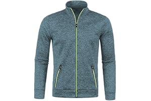 CAZOY Mens Lightweight Full Zipper Coat Jacket Open Front Stand Collar Cardigan Sweater Jumper with Pockets Men Long Sleeve Zip Up Sweatshirt Pullover Tops for Gym Fitness UK Size 8 22