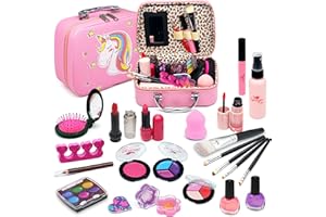 Amerrly Trucchi Bambina Set - 27 Pezzi Trucchi Bambina Anallergici Unicorni Giocattoli Bambina, Valigetta Trucchi Bambina, Giochi Bambina, Regali di Compleanno di Natale per Ragazze 4 5 6 7 8 9