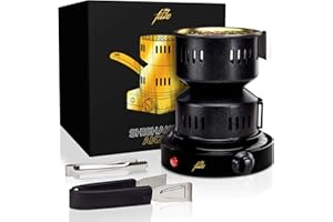 COBUS Allume Charbon électrique Noir pour Charbon de Bois Shisha - Tamis à Charbon Portable | Gril à Charbon de Bois avec câble de 150cm | Chauffe Charbon Chicha | Chicha Accessoires | Plaque électrique