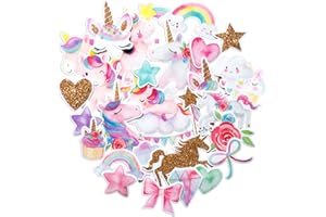 Navy Peony Magic Rainbow Unicorn Stickers (Pack of 34) - Cute, Waterproof and Durable | Stickers for Water Bottles, Laptops, Scrapbooks and Journals