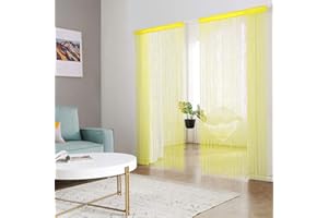 HSYLYM Pantalla de Cortinas de Cuerdas Cuentas,para decoración del hogar,poliéster,Amarillo,90x200cm