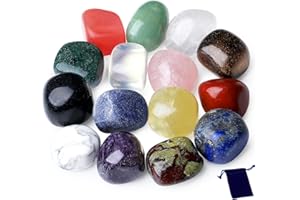 GUJOXILA 0.55lb Healing Crystals Gemstones Set Polished Gems Stones for Kids Decorative Coloured Tumbled Bulk Chakra Spiritual Reiki Divination Meditation Rock Stone 15PCS
