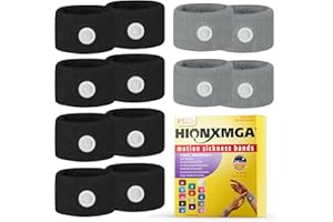 HIONXMGA 6 Paires de Bracelets Anti Nausées – Acupression Naturelle pour Mal des Transports, Nausées Matinales – Réutilisables et Confortables pour Adultes et Enfants