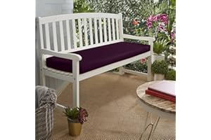 KISAA LIVING Waterproof Garden Bench Cushion 2 3 4 Seater for Patio Furniture Kitchen/Dining Bench Indoor Outdoor Comfortable Thick Cushion With Zipper Removable Washable Cover - 2 seater-108x45x6cm-(Burgundy)