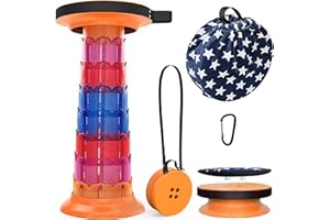 ALEVMOOM Taburete telescópico de 52 cm con cojín, Taburete portátil para Acampar, Capacidad más Resistente de 200 kg, Taburete Plegable retráctil Ligero Ajustable para jardín, Pesca, Senderismo