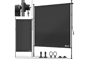 tillvex® Tenda da sole verticale per esterni 150 x 310 cm Anthracite con manovella senza fori, frangivista, allungabile e opaca, tenda da sole verticale balcone e terrazza, resistente alle intemperie