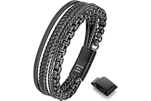 murtoo | Armband Herren | Lederarmband für Männer in schwarz und braun | Edelstahl Armband | Magnetverschluss aus Edelstahl
