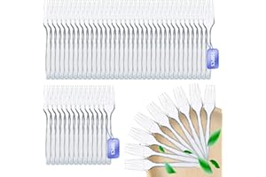 SHENGRUILI 200 sztuk plastikowych widelców, plastikowe sztućce, widelczyki do ciasta, wielokrotnego użytku, wytrzymałe plastikowe widelce, sztućce na imprezę, wielokrotnego użytku, na uroczystości rodzinne, kolacje na świeżym powietrzu