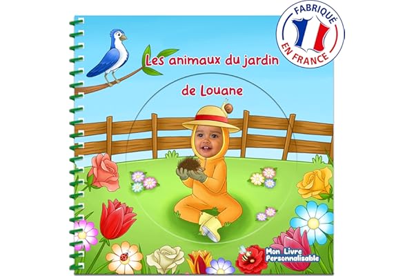 Livre personnalisé pour Enfant avec prénom et Photo | Les Animaux du Jardin | Cadeau Original