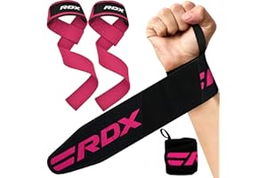 RDX Fasce Polsi Cinghie Sollevamento Pesi, 5MM Neoprene Imbottita Supporto Polsiere Palestra,18” Wrist Wraps Supporto per Allenamento, Powerlifting, Bodybuilding, Fitness Gym Straps, Uomo Donna