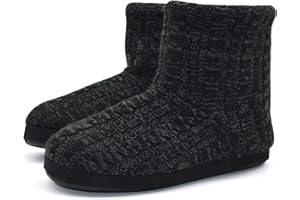 KuaiLu Kapcie Męskie Wełniane Pantofle Domowe Zimowe Ciepłe Oddychające Wysokie Bambosze Botki z Futerkiem Mężczyźni Miękkie Pluszowe Buty Obuwie do Wnętrz Antypoślizgowe Gumową Slippers