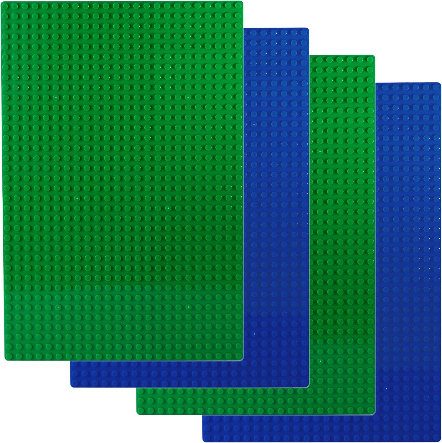 Apostrophe Games Placas Base de Bloques de Construcción Compatibles con Las Principales Marcas Placas Base Verdes de 19,2 cm x 28,8 cm (2X Verde y 2X Azul)