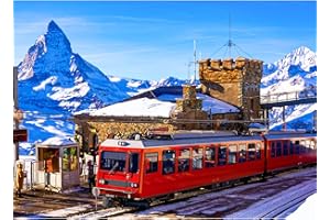 MOJIGE Jigsaw Puzzles for Adults 1000, Puzzles for Adults, Challenging Puzzles, Puzzle Game for The Whole for Women, Gifts for Men, Theme:Gornergrat Railway Station