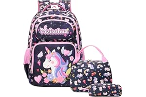 Kimwadalh Sac à Dos Fille Licorne Cartable Fille Sac école Fille Enfant Sac à Dos Scolaire pour Fille 3 en 1 Sets de Sacs + Isotherme Panier Repas + Trousse