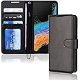 TECHGEAR Galaxy XCover 6 Pro Leather Wallet Case, Flip Protective Case Cover with Wallet Card Holder, Stand and Wrist Strap - Black PU Leather with Magnetic Closure Designed For Samsung XCover 6 Pro