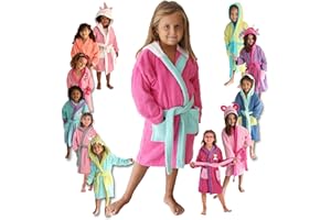LEBENGOOD - Albornoz Niñas, Algodón, 100% Algodón OEKO-TEX®, 2 Bolsillos, Cinturón, Capucha, Albornoz Felpa suave con bordados para niñas, Albornoz Infantil