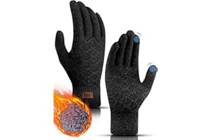 YESWEL Gants Hiver Homme, Gants Tactiles Thermiques, Gants Chauds en Tricot Doublure Polaire, Gants de Sport pour Vélo, Course, Randonnée, Ski.