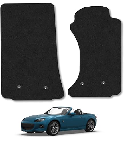 GGCCM Tailored Black Rubber Floor Mats – Fits Mazda MX5 MK4 2015-On – Front Set With Fixing Clips – UK Made