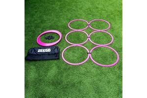 ZEEGO Speed Agility Rings, Speed Training Sports Equipment, Agility Rings for Football and Fitness (12 Pack) (Fluro Pink)