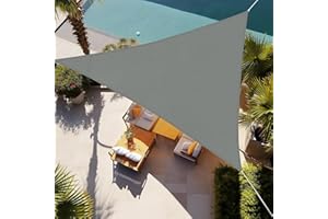 Falflor 3x3x3m Triangle Shade Sail UV Block Awning for Patio Waterproof Outdoor Canopy Sun Shade Sail for Garden Patio Yard Party Camping(Grey)
