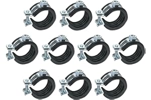 AERZETIX - Set di 10 - Fascette isofonico - supporto di fissaggio con guarnizione - per tubo Ø1'' - DIN EN 10111 - in acciaio zincato - da avvitare М8 - C49865