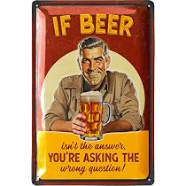 Targa Metallica Vintage LANOLU – Beer Is The Answer 20x30 Cm, Cartello Da Pub Per Birra, Arredamento Rustico Uomo - 2