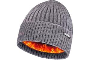WEITOO Beanie for Men, Stretchy Soft Cuffed Knit Beanie with Thick Warm Lining,Unisex Winter Hat,Gifts for Men Women