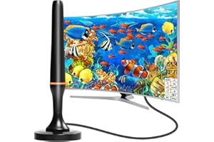 DTB TECH Antenne TV intérieur,Antenne TNT intérieur HD Puissante, Portable récent Intérieure for 4K 1080P Télé antenne- Base magnétique Forte -2.5m de câble supporte Les chaînes locales